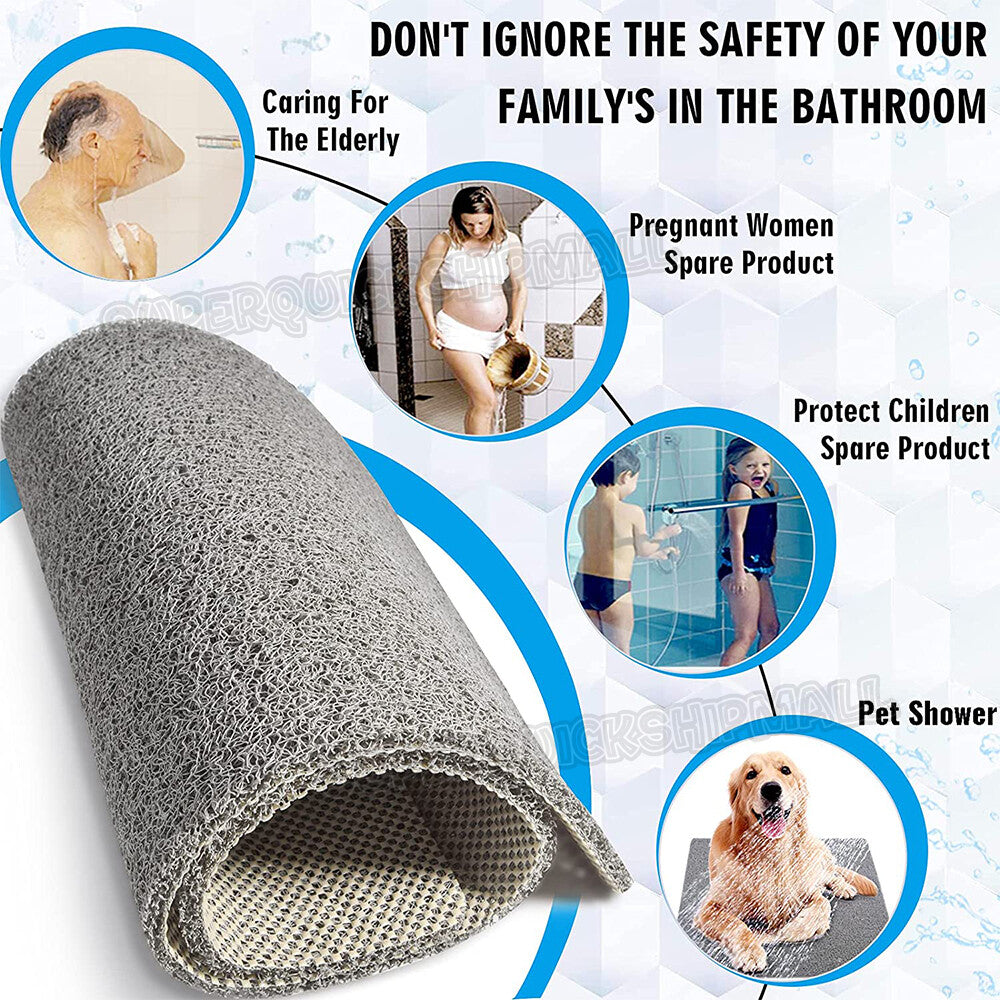 Hydro Wonder Super Comfy Shower Mat Non Slip Never Stains or Blocks Drain Grey A