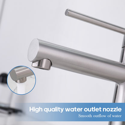 Decaura small Bathroom Basin Mixer Tap Round Taps Brushed Nickel Vanity Faucet