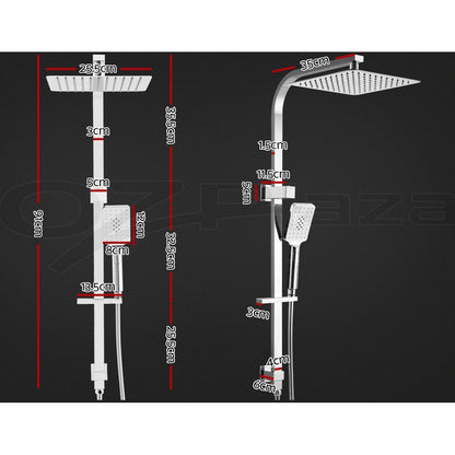 Cefito 10'' Rain Shower Head Set Square Handheld High Pressure Wall Chrome