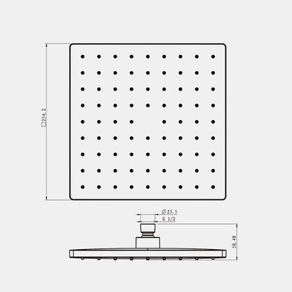 Decaura Rain Shower Head 8" 9" 10" 12" Round Square Chrome Black Gold Swivel