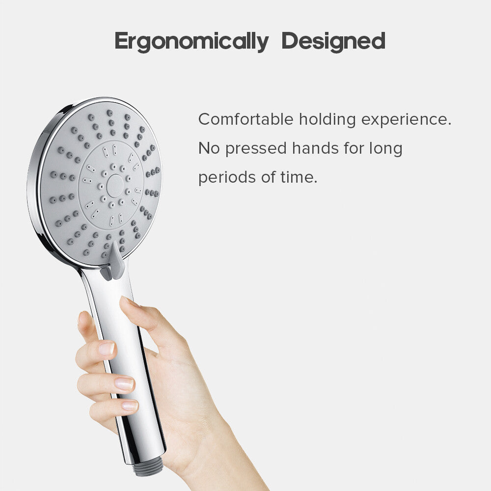 Decaura 5-Mode Hand Held Shower Head with 1.5m Shower Hose Chrome High Pressure