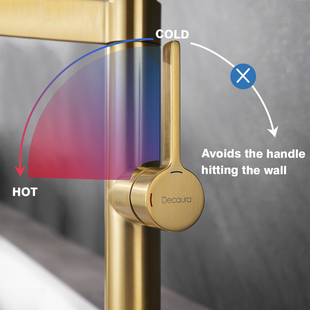 Decaura Kitchen Mixer Tap Brushed Gold with Pull Out 3-Mode Metal Sprayer