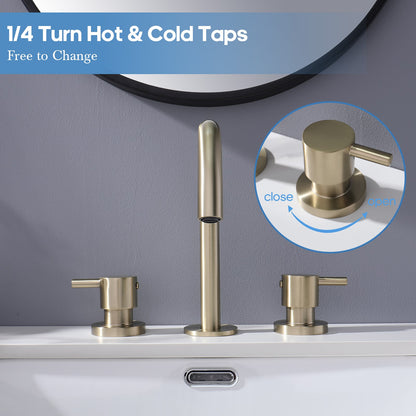 Decaura Basin Tap Set 1/4 Turn Swivel Spout Deck Mounted Gold/Black/Silver