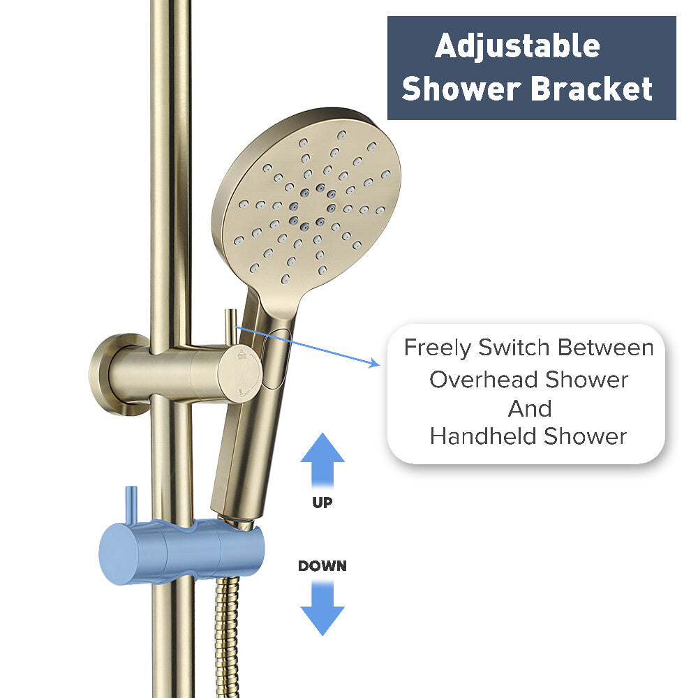 Decaura Shower Head Set Gooseneck Arm Brushed Gold/Black/Chrome/Gunmetal WELS