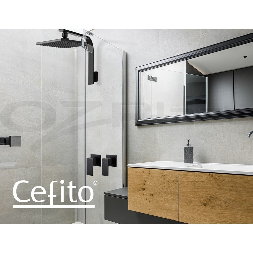 Cefito Shower Head Set 8" Rain Shower Head set with Shower Taps Wall Brass Black