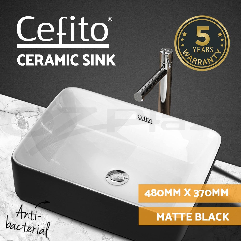 Cefito Ceramic Bathroom Vanity Basin Sink Above Counter Basins Bowl Black White