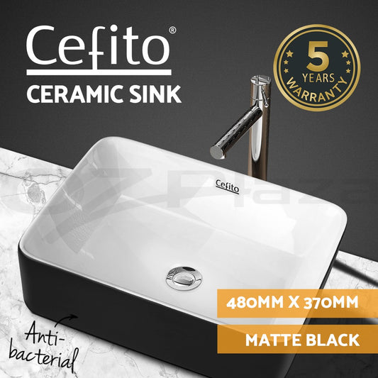 Cefito Ceramic Bathroom Vanity Basin Sink Above Counter Basins Bowl Black White