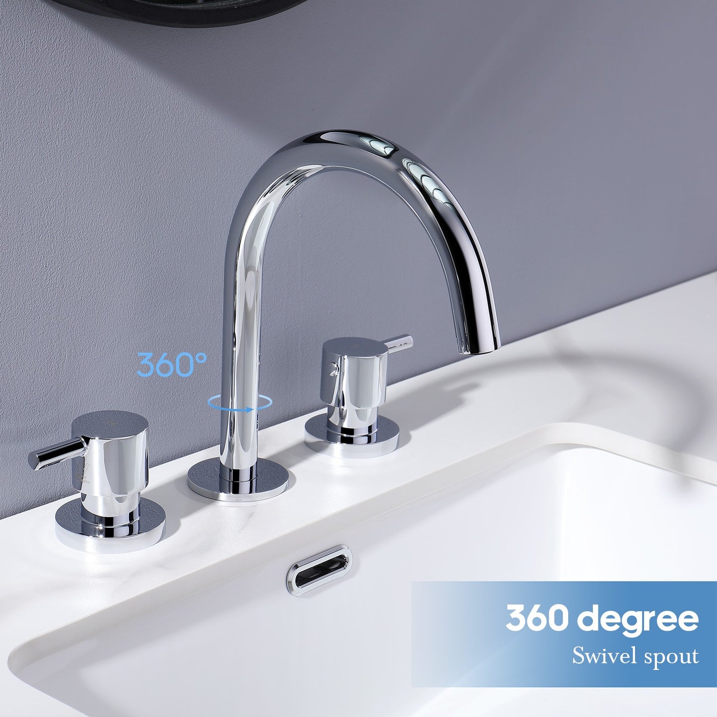 Decaura Basin Tap Set 1/4 Turn Swivel Spout Deck Mounted Gold/Black/Silver