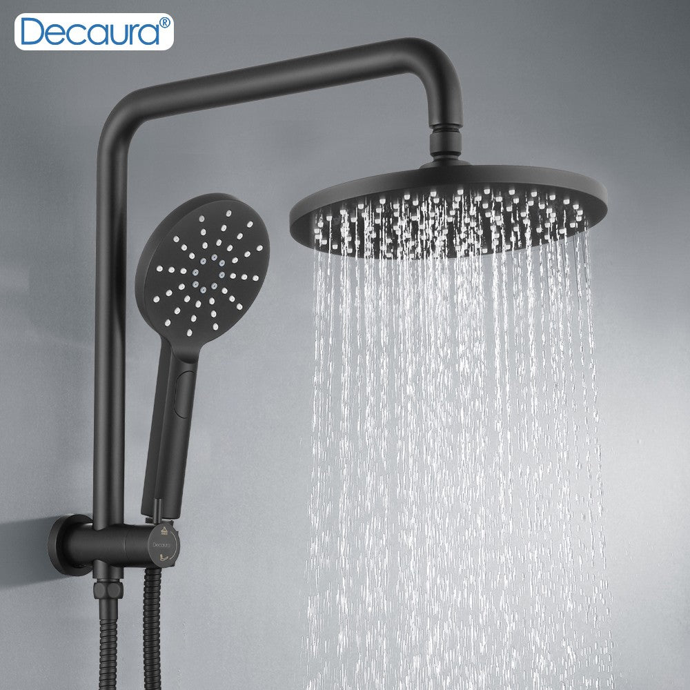 Decaura Rain Shower Head Set 9" Round 2 in 1 Gooseneck Tapware Mixer Taps Black