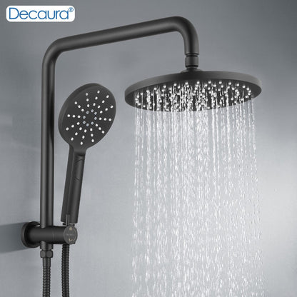 Decaura Rain Shower Head Set 9" Round 2 in 1 Gooseneck Tapware Mixer Taps Black