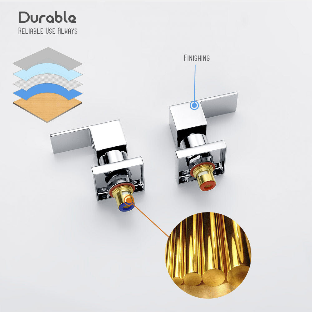 Decaura Shower Head Set 2-Hose Design Square 8" Rain Shower Wall Tapware Chrome