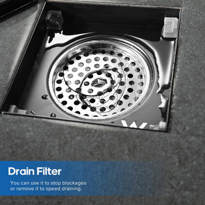 Decaura SUS Shower Grate Drain Brushed Gunmetal Floor Waste Square 80mm Outlet