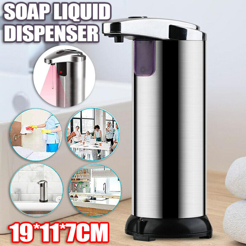 Automatic Soap Liquid Dispenser Handsfree Touchless IR Sensor Hand Wash Steel AU