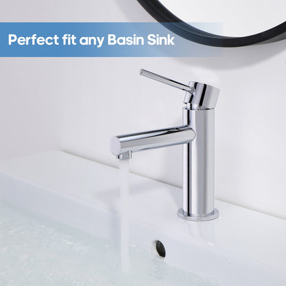 Decaura small Bathroom Basin Mixer Tap Chrome Stainless Steel Lead Free