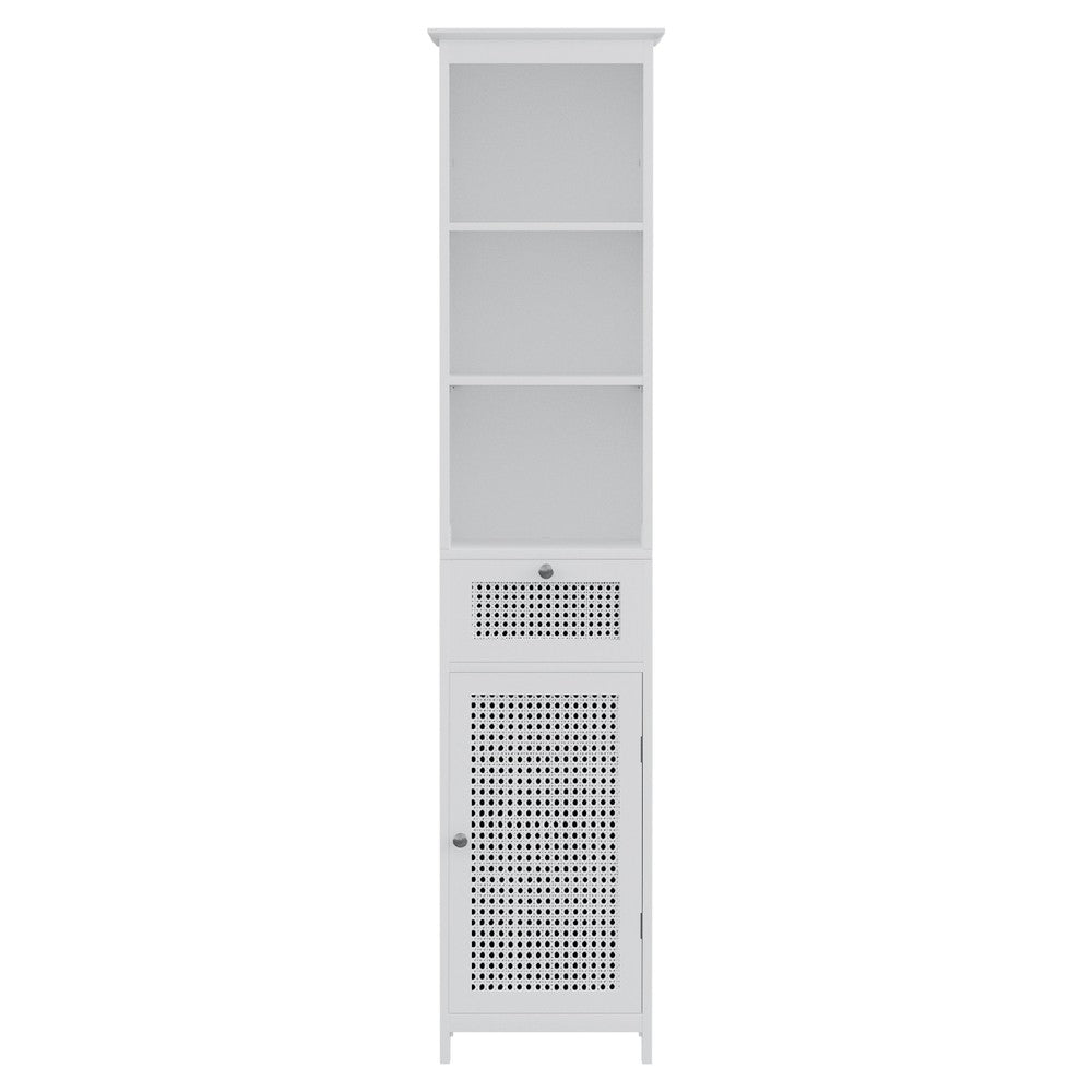 Artiss Bathroom Cabinet Storage 161cm White Rattan Tallboy Toilet Cupboard