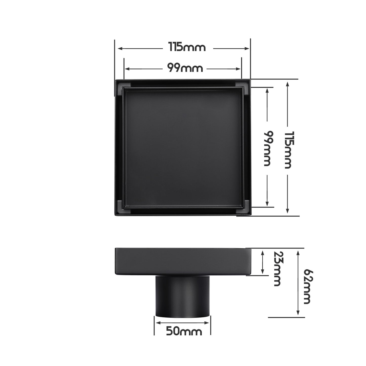 Decaura Tile Insert Shower Drain Grate Floor Waste Black 304 Stainless Steel