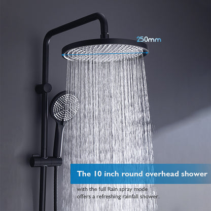 WELS 10 Inch Rain Shower Head Set Gooseneck Round Shower Mixer Tap Cross Handle