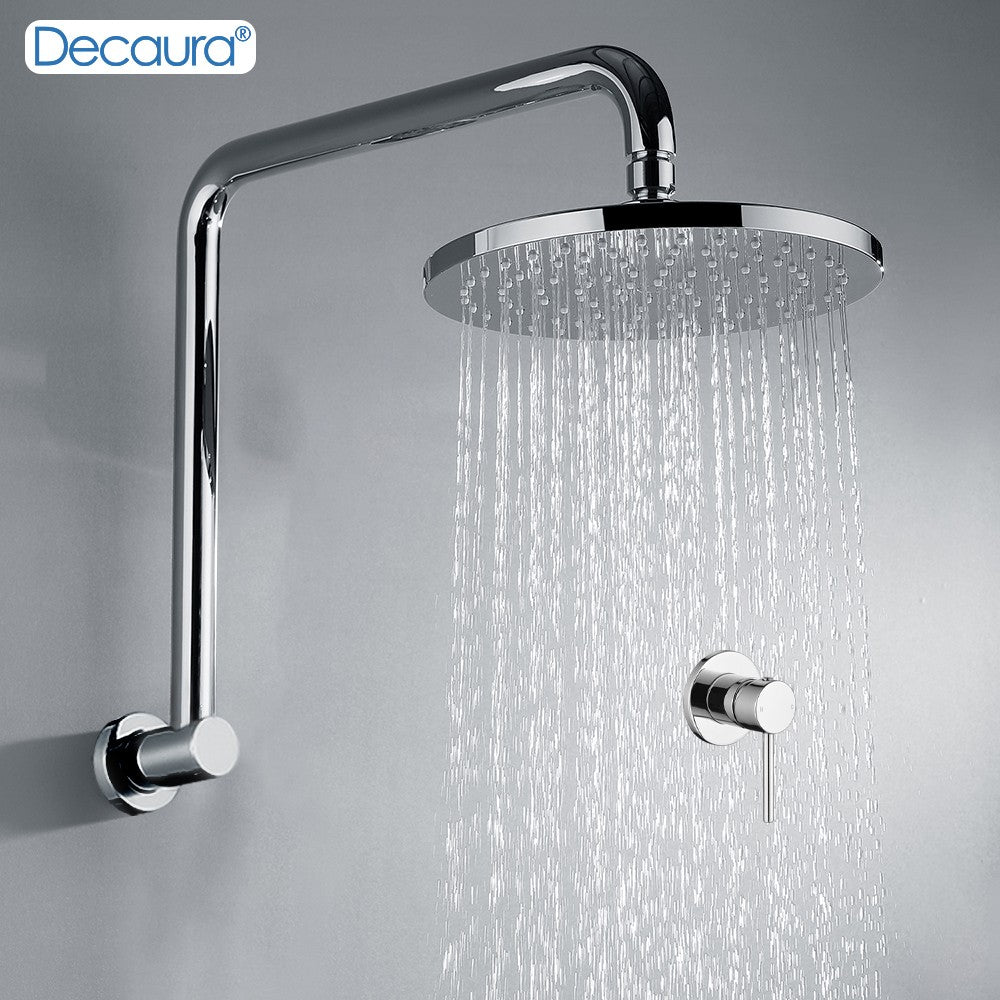 Decaura Chrome/Black/Golden 9" Rain Shower Head Set Gooseneck Arm Shower Taps