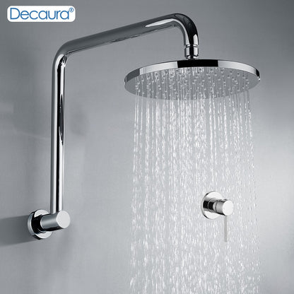 Decaura Chrome/Black/Golden 9" Rain Shower Head Set Gooseneck Arm Shower Taps