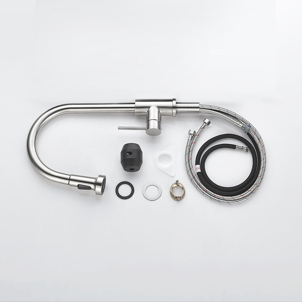 Decaura Kitchen Mixer Tap pull out Brushed Nickel 360° Swivel 2-Mode Spray