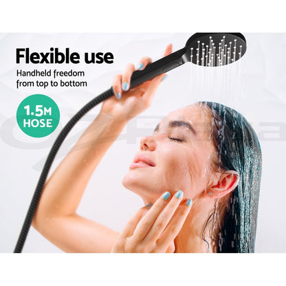 Cefito 9'' Rain Shower Head Set Round Handheld High Pressure Wall Black