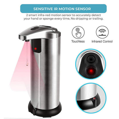 Automatic Soap Liquid Dispenser Handsfree Touchless IR Sensor Hand Wash Steel AU