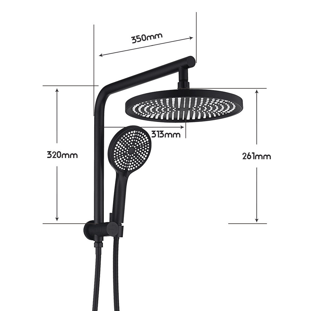 Decaura 9" or 10" Shower Head Set Gooseneck Chrome Black Golden Wall Shower Taps