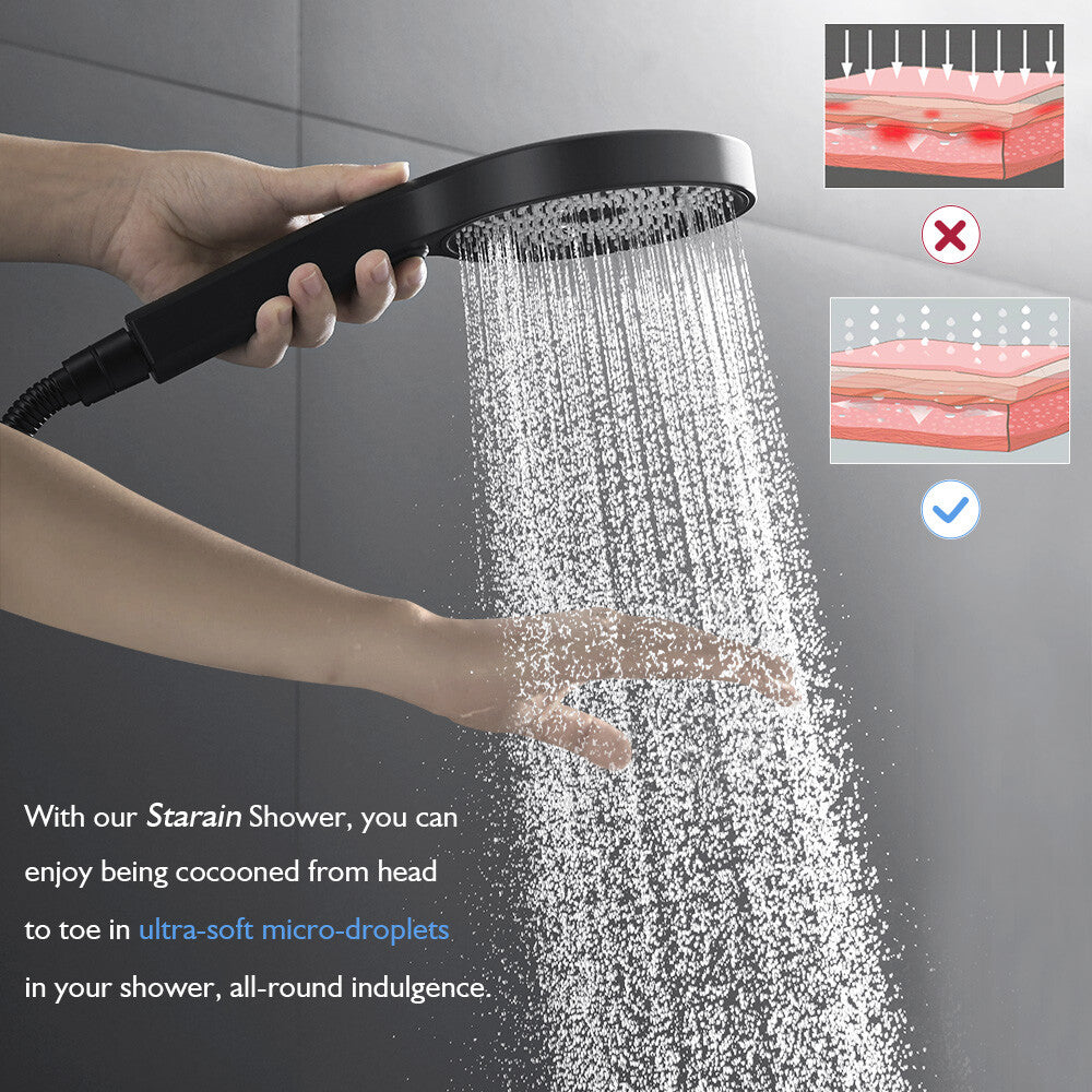 Decaura luxury Hand Held Shower Head 130mm Black/Chrome Bathroom 3 Mode Spray