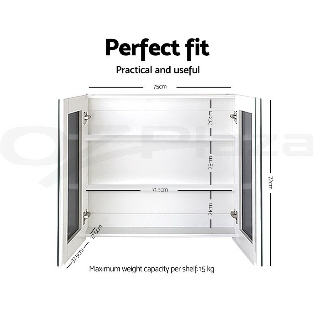 Cefito Bathroom Mirror Cabinet 750x720mm Vanity Medicine Shaving Makeup White