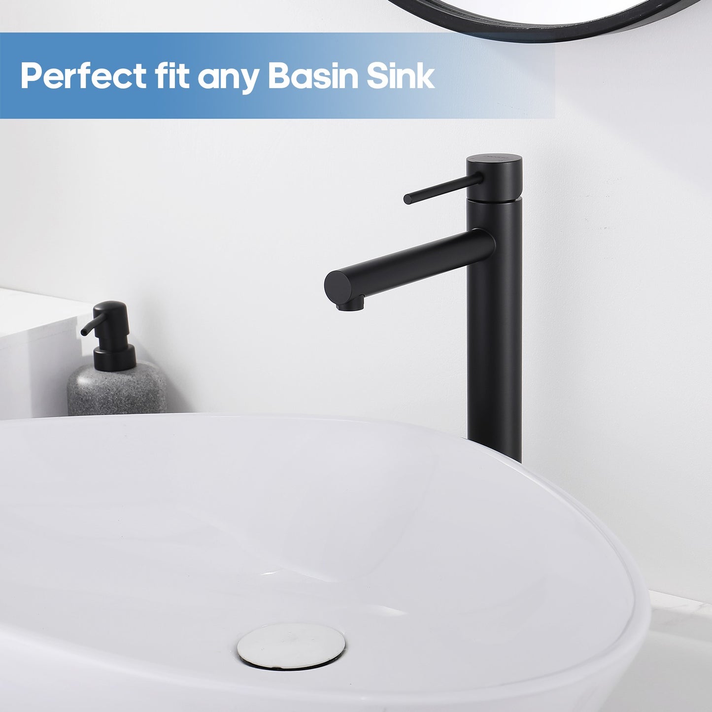 Decaura Black Tall Bathroom Mixer Tap Countertop Basin Faucet Stainless Steel