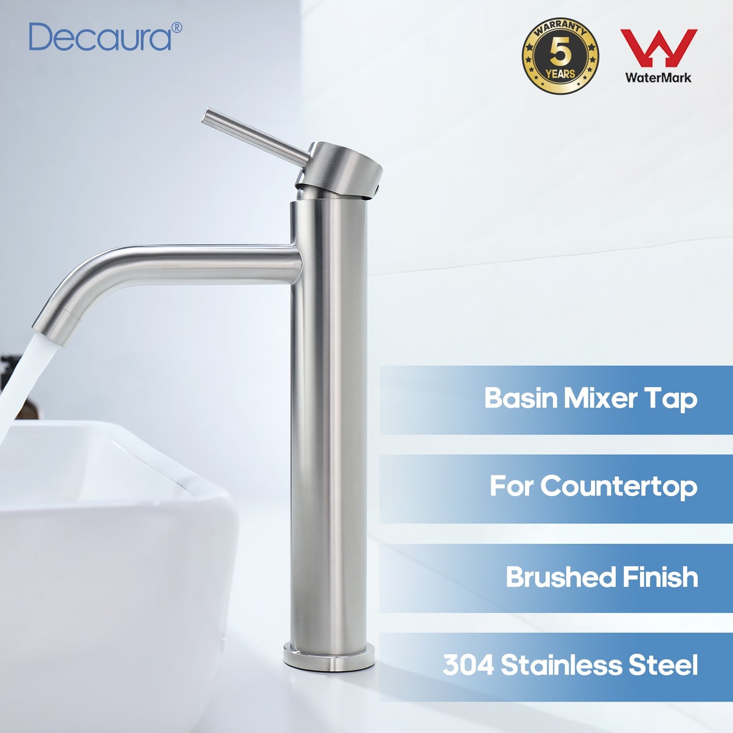 Decaura Bath Basin Mixer Tap Vanity Faucet Single Handle Tapware with Pop Waste