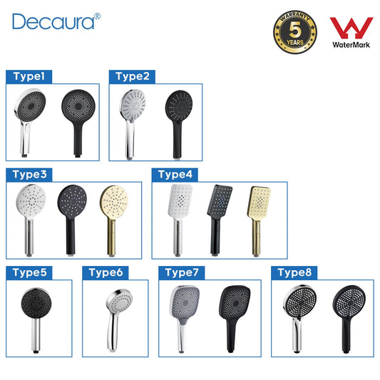 Decaura Round/Square Hand Held Shower Head 3/4/5-Mode Spray with Shower Hose