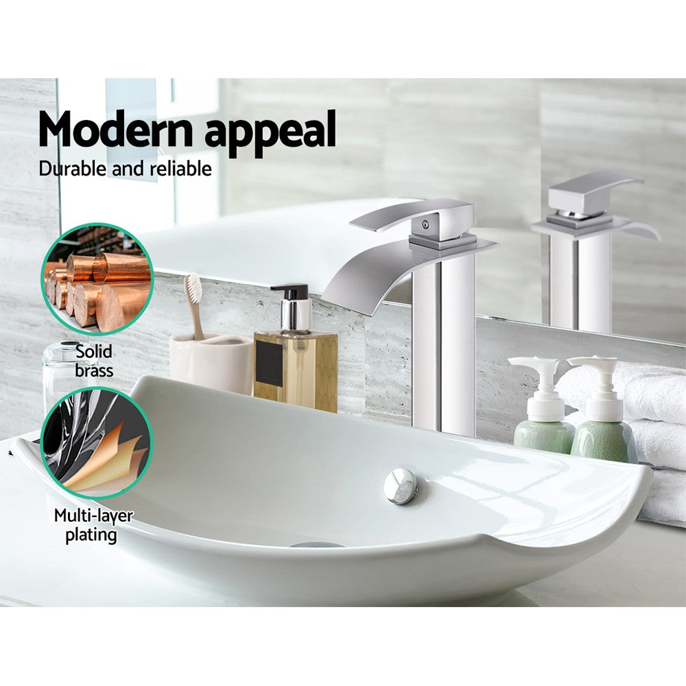 Cefito Basin Mixer Tap Bathroom Tap Laundry Faucet Sink Swivel Silver
