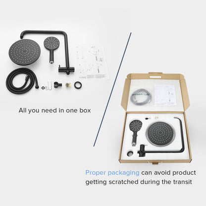 Decaura Rain Shower Head Set 9" Round 2 in 1 Gooseneck Tapware Mixer Taps Black