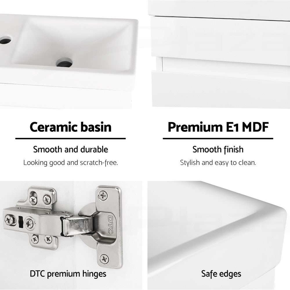 Cefito Vanity Unit 400mm Basin Bathroom Cabinet Storage Wall Hung Sink White