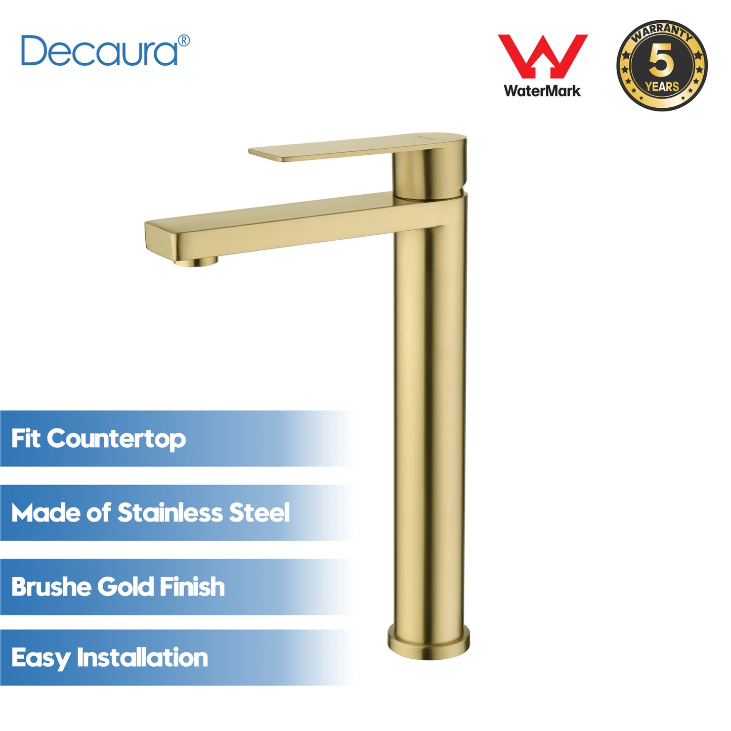 Decaura Bath Basin Mixer Tap Vanity Faucet Single Handle Tapware with Pop Waste