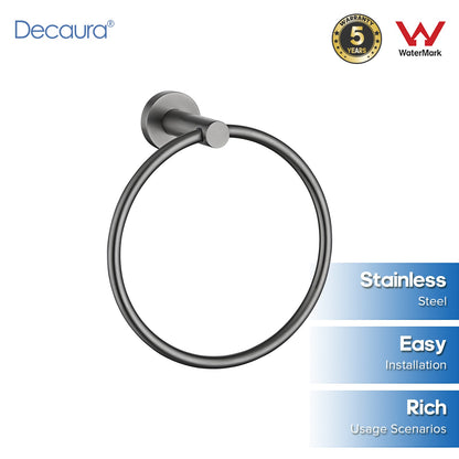 Decaura Bath Round SS304 Hand Towel Ring Rack Rail Holder Hanger Wall Mounted