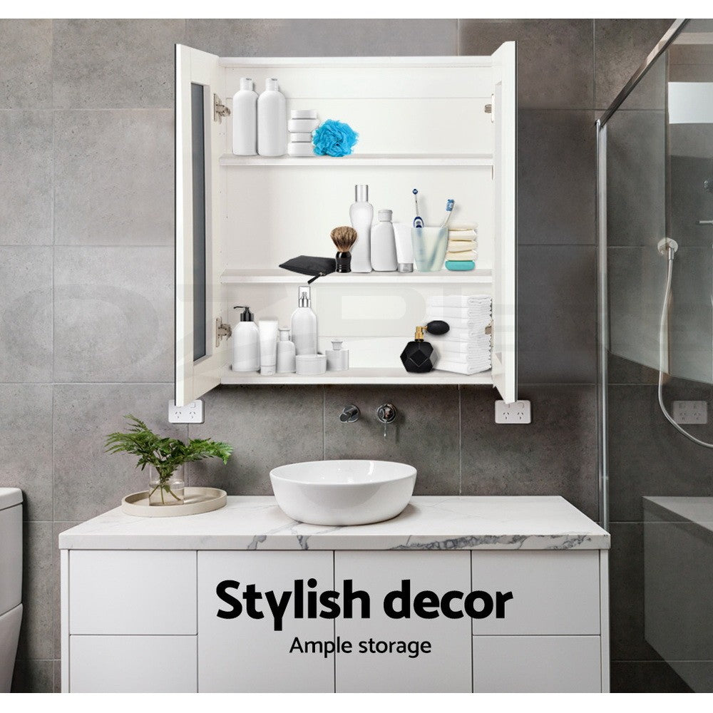 Cefito Bathroom Mirror Cabinet 600x720mm Vanity Medicine Shaving Makeup White