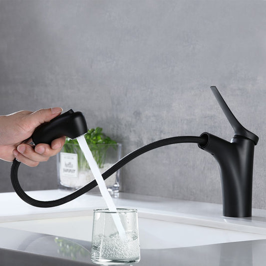 Decaura Black Bathroom Basin Mixer Tap Vanity Faucet Pull Out 2-mode Spray