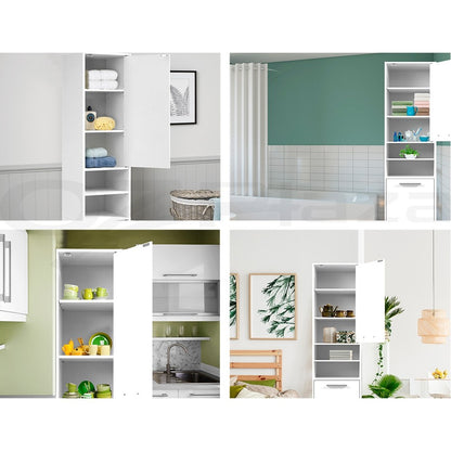 Artiss Bathroom Cabinet Storage 185cm White Tallboy Furniture Toilet Cupboard