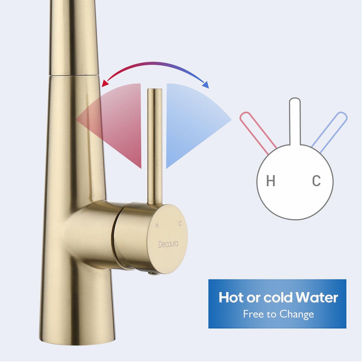 Decaura Kitchen Tap Sink Mixer Faucet Brushed Gold Pull Out 3-Mode Spray Head
