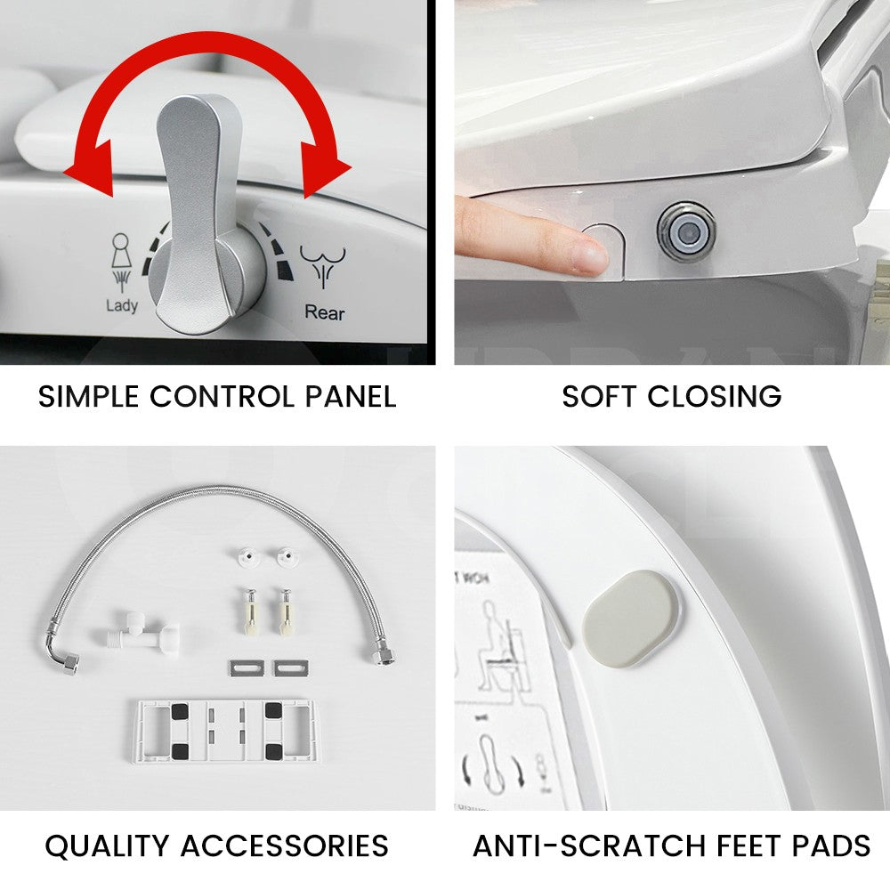 Simplus Non Electric Bidet Toilet Seat w Cover Bathroom Spray Water Wash