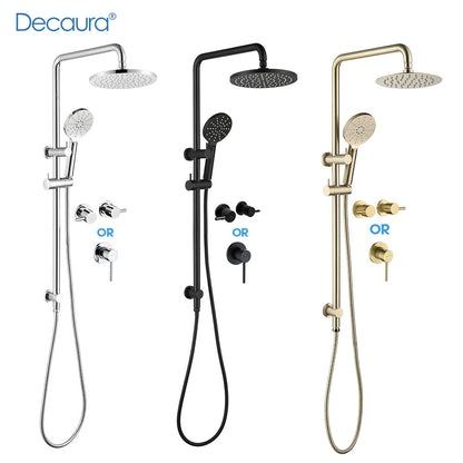 Decaura Shower Head Set Gooseneck Arm Brushed Gold/Black/Chrome/Gunmetal WELS