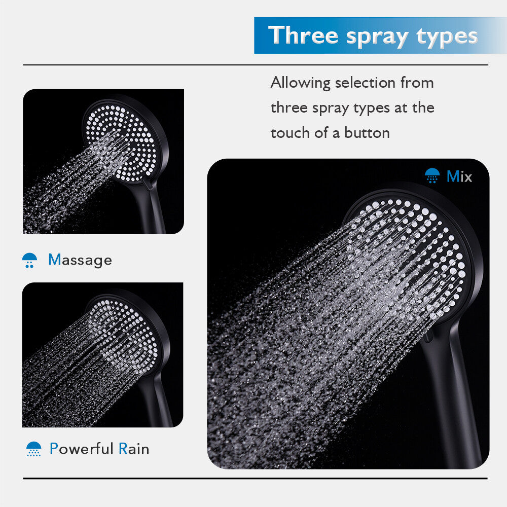 Decaura 9" or 10" Shower Head Set Gooseneck Chrome Black Golden Wall Shower Taps
