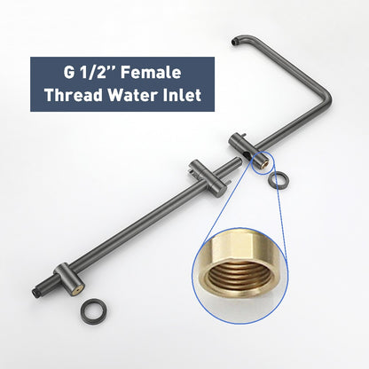 Decaura Brushed Gunmetal Shower Head Set 8" SUS Rain Shower and 3-Mode Hand Head