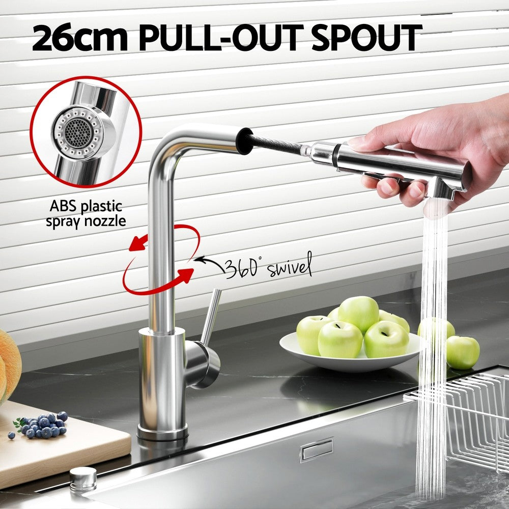 Cefito Kitchen Mixer Tap Pull Out Rectangle 2 Mode Sink Basin Faucet WELS Chrome