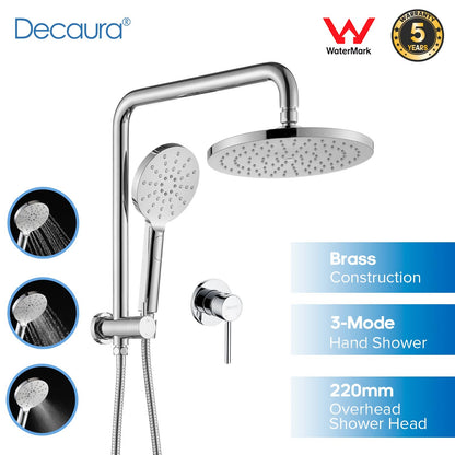 Decaura 9" Rain Shower Head Set Chrome Bathroom Gooseneck Arm Shower Mixer Tap