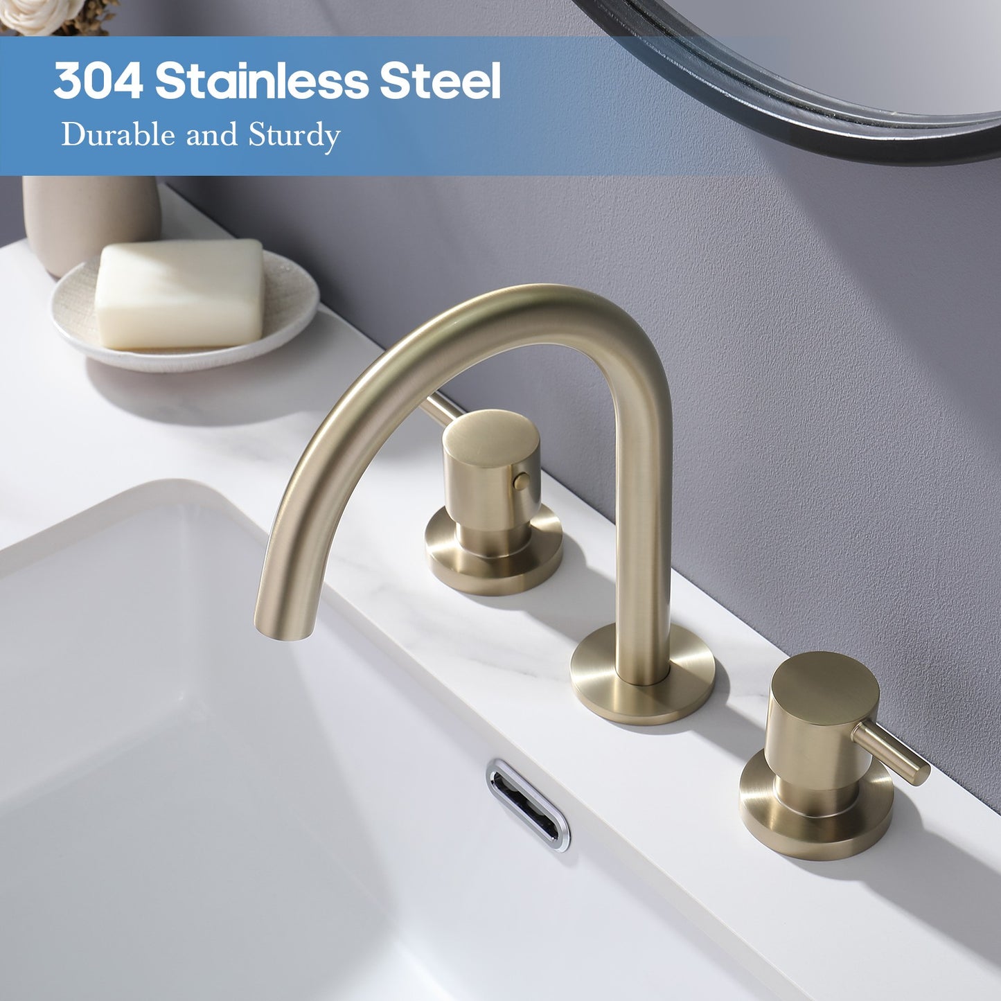 Decaura Basin Tap Set 1/4 Turn Swivel Spout Deck Mounted Gold/Black/Silver