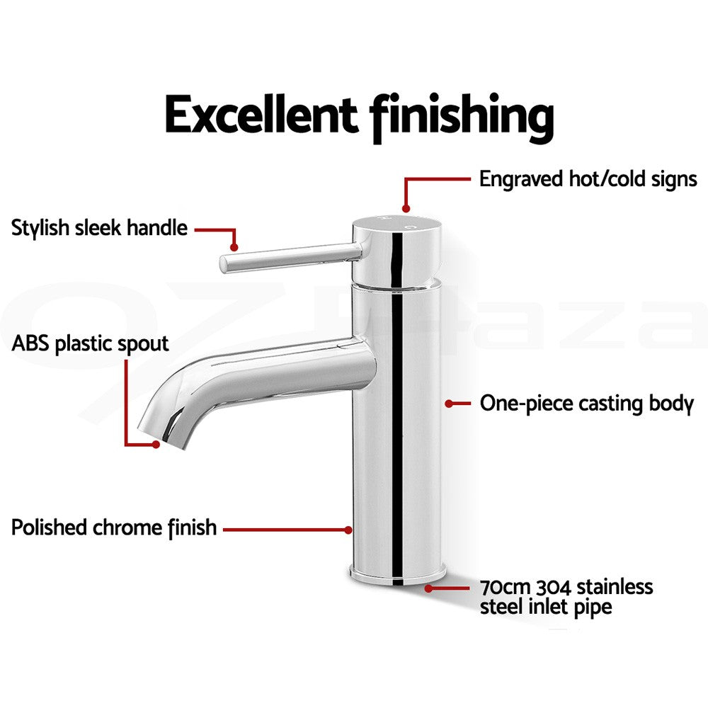 Cefito Basin Mixer Tap Bathroom Taps Laundry Faucet Sink Swivel Silver