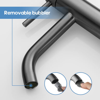 Decaura Bathroom Basin Mixer Tap Brushed Gunmetal Short Vanity Faucet Round